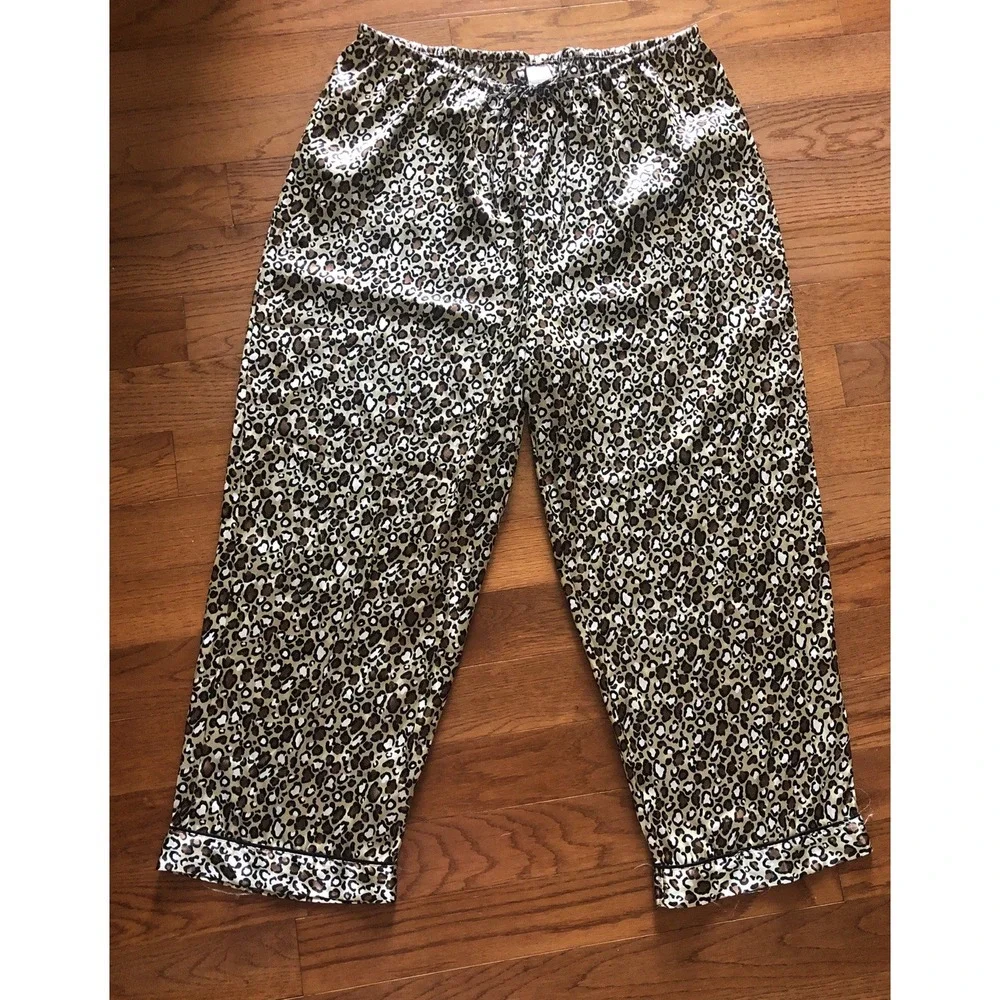 Gilligan & O'Malley Satin Sleep Pants Leopard Print Women's Size XXL